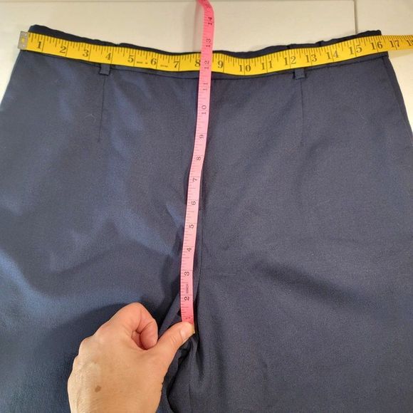 Pendleton Virgin Wool Dress Pants Trousers Women 12 Navy Blue Flat Front Pockets - Picture 11 of 12